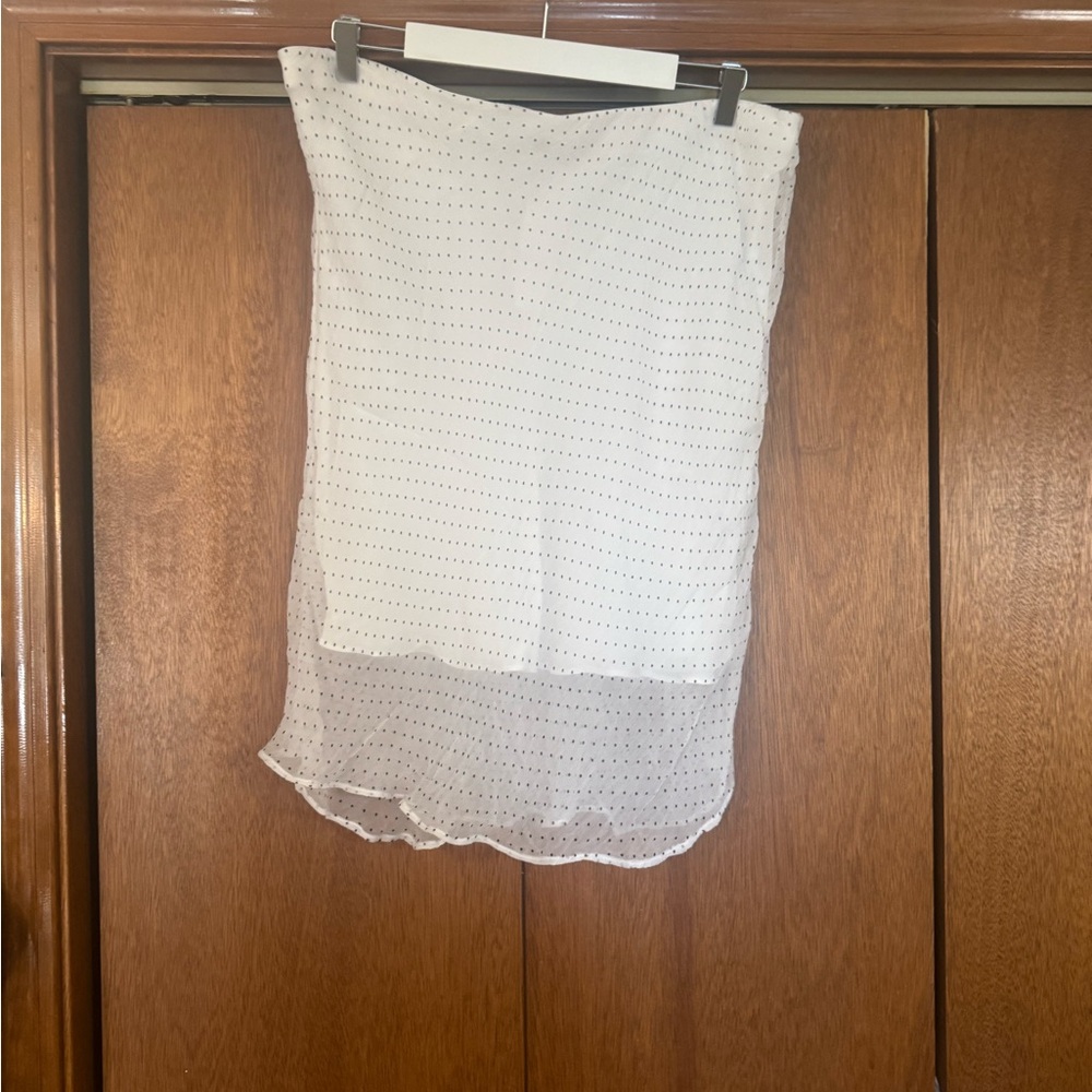J. Crew White Slip Skirt with Black Dots